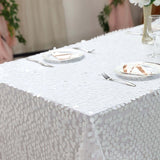 90x132 White Big Payette Sequin Rectangle Tablecloth