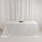 White Seamless Premium Crushed Velvet Rectangle Tablecloth - 90x132inch for 6 Foot Table