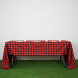 60"x126" Black Red Buffalo Plaid Rectangle Tablecloth, Checkered Polyester Tablecloth