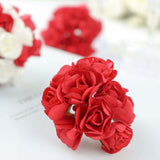 144 Pack | Red Paper Mini Craft Roses, DIY Craft Flowers With Wired Stem