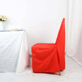 10 Pack Red Polyester Banquet Chair Covers, Reusable Stain Resistant Slip On Chair Covers