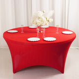 Stretch Spandex 5ft Round Tablecloth Red - Durable Form-Fitting Table Cover