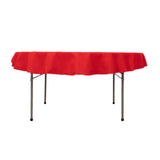 70" Red Cotton Blend Round Tablecloth