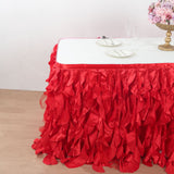 Taffeta 17ft Table Skirt Red - Cascading Curly Willow Style Table Cover