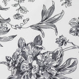 Polyester Table Runner 12x108inch White with Black French Toile Floral#whtbkgd