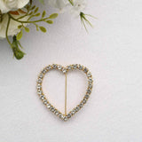 2inch Gold Diamond Heart Metal Chair Sash Bow Pin, Rhinestone Chair Wrap Band Buckle Brooch