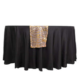 Rose Gold Wave Mesh Table Runner With Embroidered Sequins