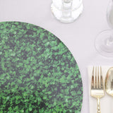 6 Pack Green Boxwood Leaf Print Disposable Dining Table Mats, 13inch Round Cardstock Paper Placemats