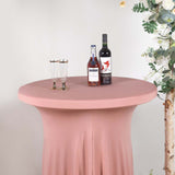 Dusty Rose Round Heavy Duty Spandex Cocktail Table Cover With Natural Wavy Drapes