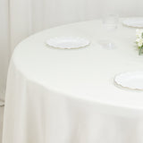 108" Fire Retardant Ivory Tablecloth Premium Polyester Round Table Cover