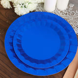 12inch Round Royal Blue Geometric Foil Paper Charger Plates, Disposable Serving Trays - 400 GSM