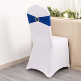 5 Pack Royal Blue Spandex Chair Sashes with Gold Diamond Buckles, Elegant Stretch Chair Bands