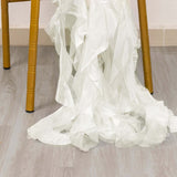 5 Pack Ivory Curly Willow Chiffon Satin Chair Sashes