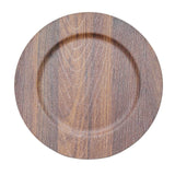 6 Pack | 13inch Dark Brown Rustic Faux Wood Plastic Charger Plates#whtbkgd