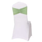 5 Pack Sage Green Wide Ruffled Fitted Spandex Chair Sash Band