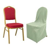 Sage Green Polyester Banquet Chair Cover, Reusable Stain Resistant Slip On Chair Cover