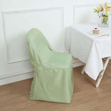 Sage Green Polyester Folding Chair Cover, Reusable Stain Resistant Slip On Chair Cover