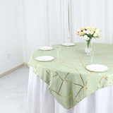 54inch x 54inch Sage Green Polyester Square Overlay With Gold Foil Geometric Pattern