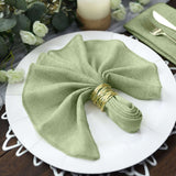 5 Pack | Sage Green Boho Chic Rustic Faux Jute Linen Dinner Napkins - 19inch