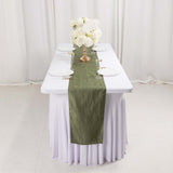 12x108inch Dusty Sage Green Accordion Crinkle Taffeta Linen Table Runner