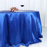 132Inch Royal Blue Seamless Satin Round Tablecloth