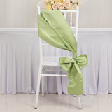 5 Pack Sage Green Lamour Satin Chair Sashes, Chair Bows - 6x106inch