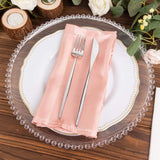 5 Pack Dusty Rose Striped Satin Linen Napkins, Wrinkle-Free Reusable Wedding Napkins