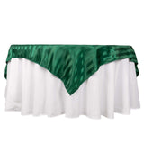 Hunter Emerald Green Satin Stripe Square Table Overlay, Smooth Elegant Table Topper