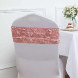 5 Pack | Dusty Rose Satin Rosette Spandex Stretch Chair Sashes | 6x14inch