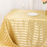 90x132inch Champagne Satin Stripe Seamless Rectangular Tablecloth