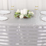 90x132inch Silver Satin Stripe Seamless Rectangular Tablecloth