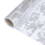 108inch Sparkly Metallic Silver Foil Thin Mesh Polyester Table Runner - 25GSM