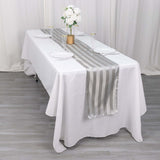 12x108inch Silver Satin Stripe Table Runner, Elegant Tablecloth Runner