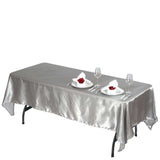 60"x102" Silver Smooth Satin Rectangular Tablecloth