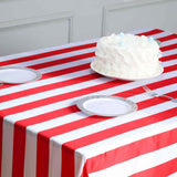 60"x102" Red White Stripe Satin Rectangle Tablecloth