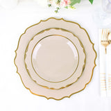 10 Pack | 8inch Taupe Plastic Dessert Salad Plates, Disposable Tableware Round