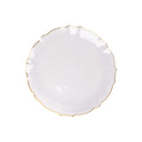 10 Pack Clear Sunflower Disposable Dinner Plates with Gold Scalloped Rim