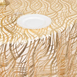 120inch Champagne Wave Mesh Round Tablecloth With Embroidered Sequins