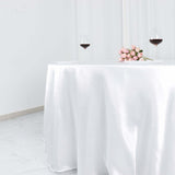 132Inch White Seamless Satin Round Tablecloth