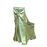 Sage Green Satin Self-Tie Universal Chair Cover, Folding, Dining, Banquet and Standard