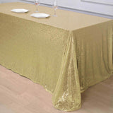 90 inch x 156 inch Champagne Premium Sequin Rectangle Tablecloth