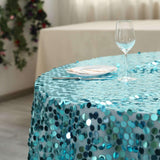 72" x 72" Turquoise Premium Big Payette Sequin Overlay