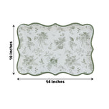 10 Pack White Sage Green Paper Serving Trays with French Toile Pattern, 400 GSM Disposable#whtbkgd