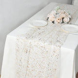 Metallic Gold Glitter Sheer Chiffon Table Runner, 10ft Boho Wedding Table Runner