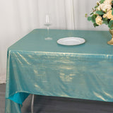 60x126inch Turquoise Shimmer Sequin Dots Polyester Tablecloth, Wrinkle Free Sparkle Glitter