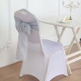 5 Pack | Silver Linen Chair Sashes, Slubby Textured Wrinkle Resistant Sashes