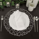 6 Pack | 15inch Silver Metallic String Woven Placemats, Round Table Mats