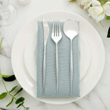 24 Pack | Silver 8inch Modern Flatware Set, Heavy Duty Plastic Silverware, Disposable Cutlery