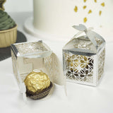 25 Pack | Silver Butterfly Top Laser Cut Lace Favor Candy Gift Boxes