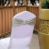 5 pack Metallic Silver Spandex Chair Sashes With Attached Round Diamond Buckles